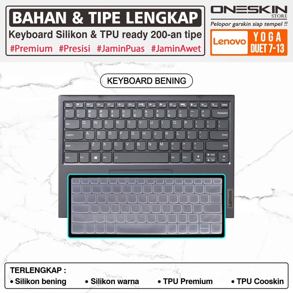 Garskin Sticker Laptop Pelindung Screen Keyboard Protector Lenovo Yoga Duet 7 7i-13 13IML05 13ITL6 Slim 9 9i-14 14ITL5 Full Body Silikon Bening Glossy