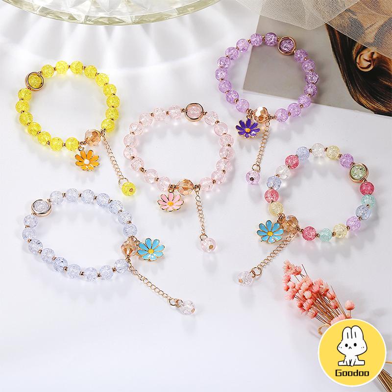 Gelang Rumbai Bunga Daisy Kristal Korea Wanita Gadis Gelang Perhiasan Aksesoris -Doo