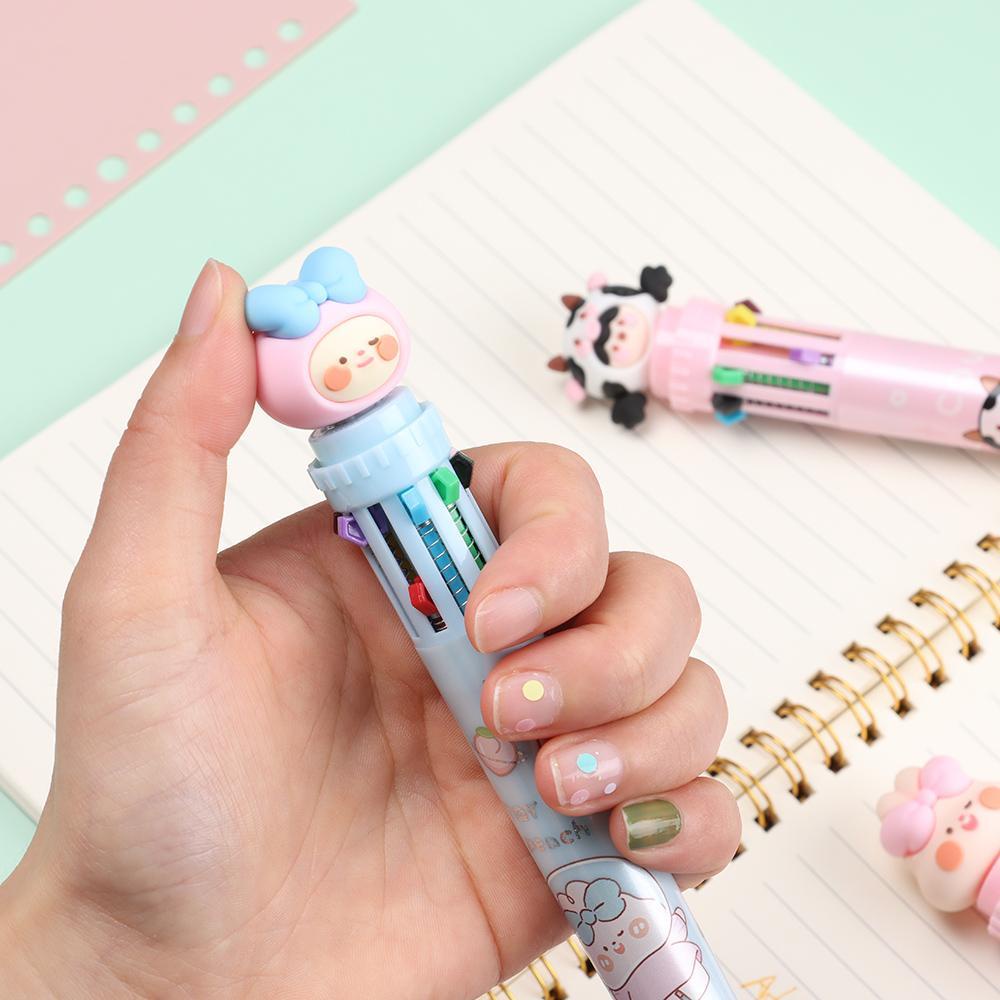 Set Pulpen Tekan Motif Kartun Bunga Untuk Stationery / Hadiah
