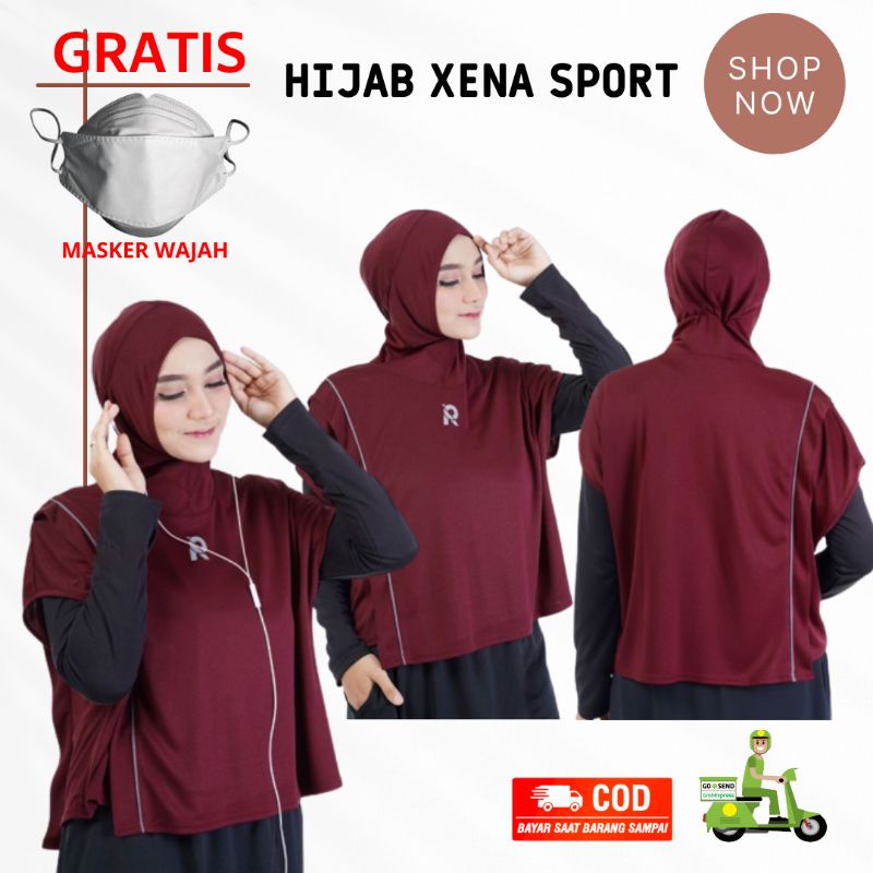 [FREE MASKER] Rocella Hijab Xena Sport - Hijab Sport Bersepeda - Hijab Sport Running - Jilbab Olahra