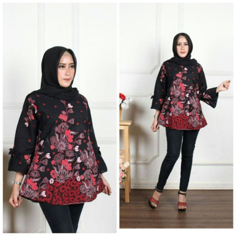 Atasan Blus Batik Wanita M L XL XXL ASJ SA HRB026 Kenongo