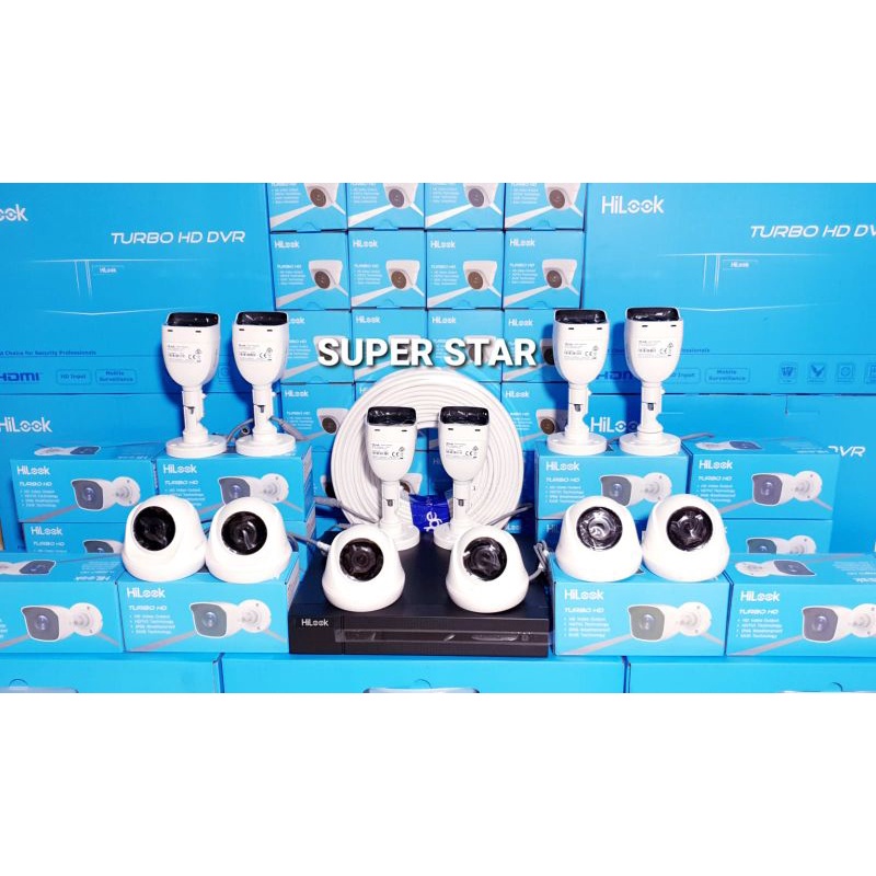 PAKET CCTV HILOOK 16 CHANNEL 12 KAMERA 2 MP 1080P BISA ONLINE DI HP