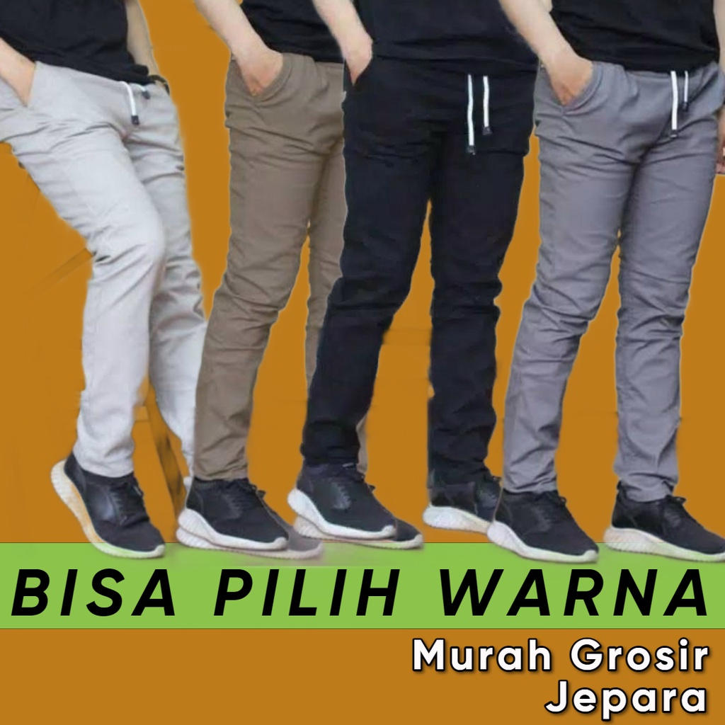 Promo!!! 100 Ribu Dapat 3 Pcs Celana Chino Panjang Pria Pinggang Karet Celana Kolor Celana Lelaki Celana Chino Pria Celana Panjang Cowok Rip Rib Kekinian Model Terbaru Termurah