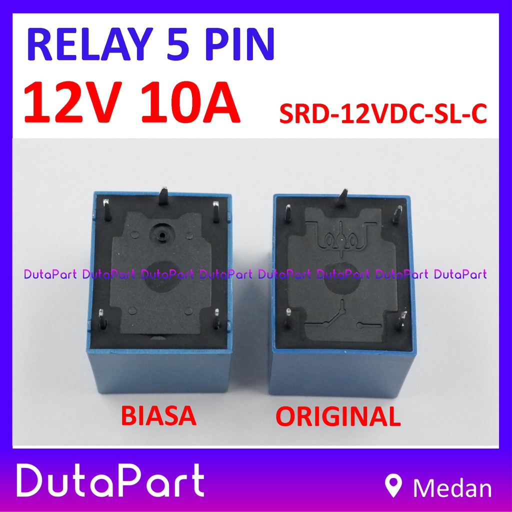 Relay 12V 10A ORIGINAL SONGLE SRD-12VDC-SL-C 5 PIN Kaki 5P