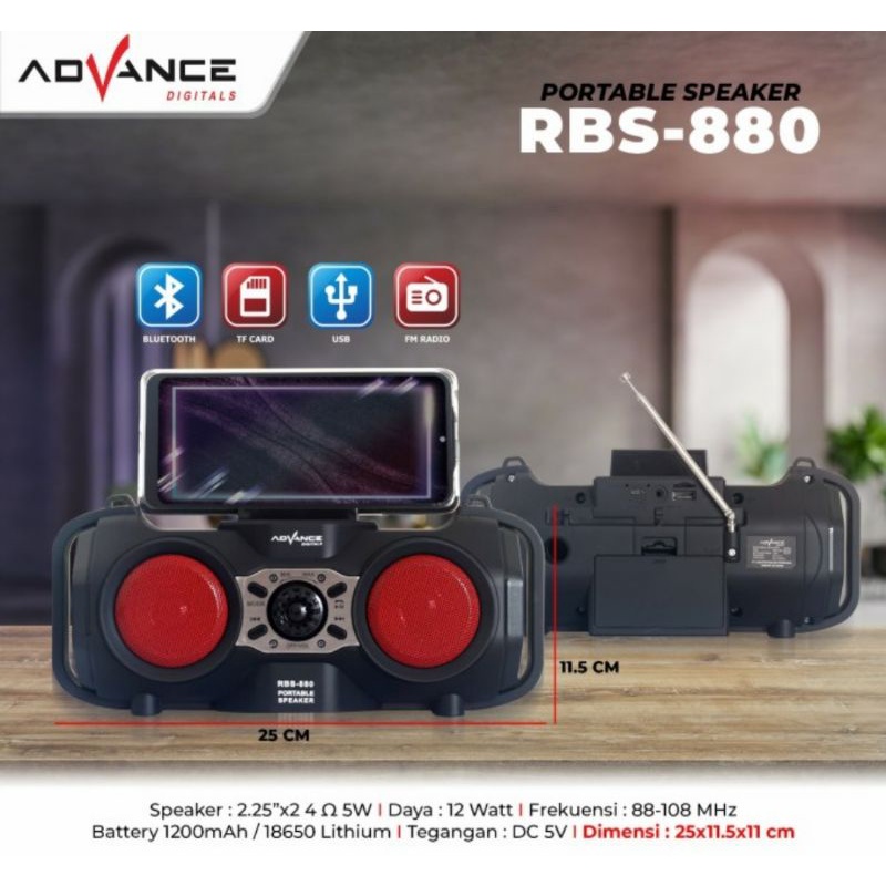 speaker bluetooth music box advance rbs 880 rbs880