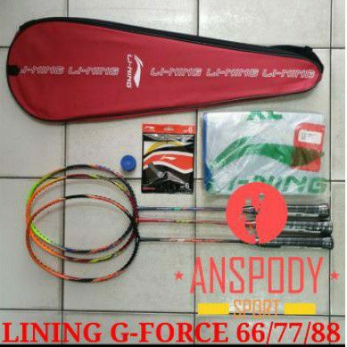RAKET BADMINTON LINING G-FORCE 66/77/88 KUMPLIT