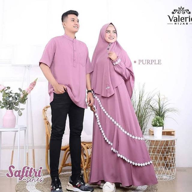 Gamis couple asdf  jumbo L XL XXL Couple Gamis Pasangan set khimarnya LD 100 110 120 gamis set koko safitri