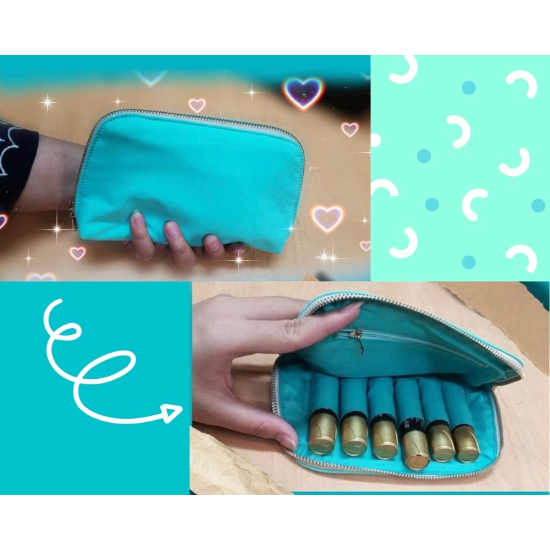 Tas Essensial Oil Pouch Bag Roll On Hijau Mint isi 6+