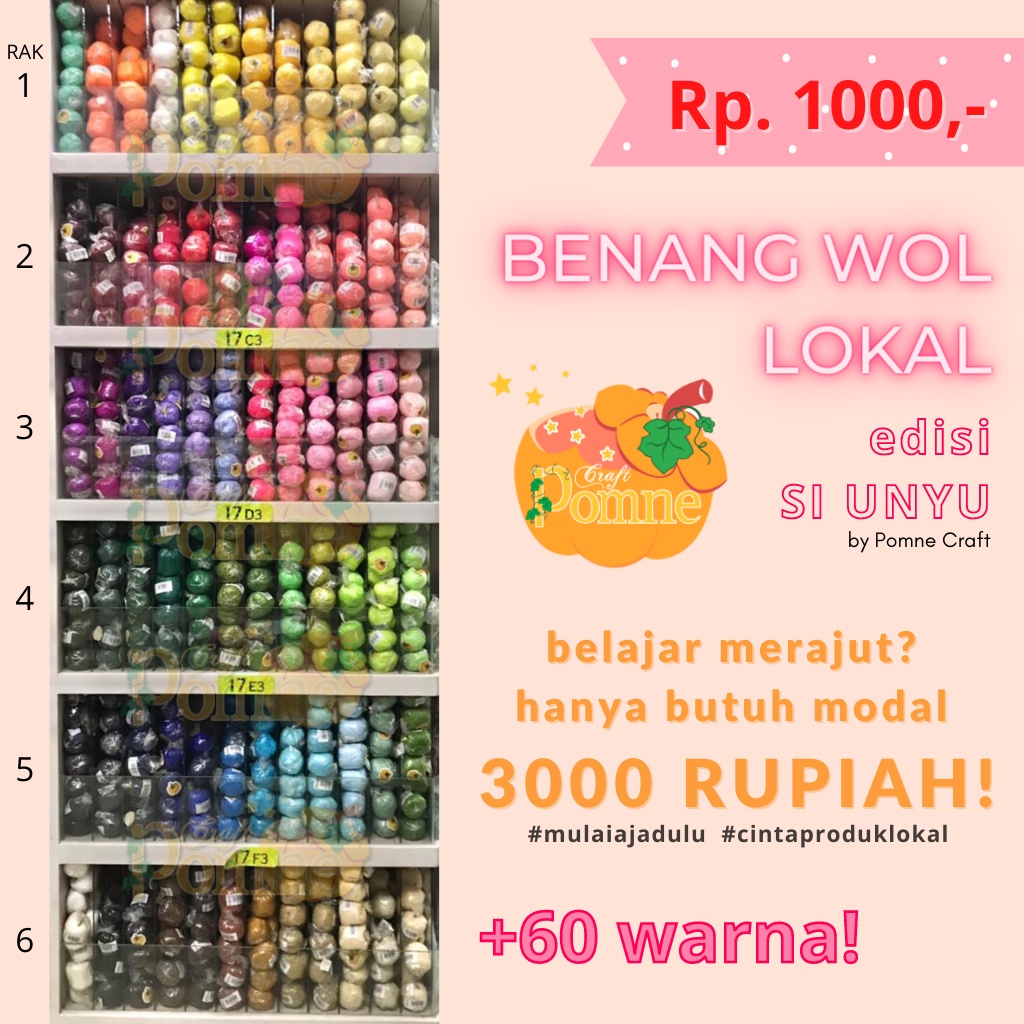 Benang Rajut Wol Lokal SI UNYU  | VONNEL Siet Yarn (5gr 30m) PART 1