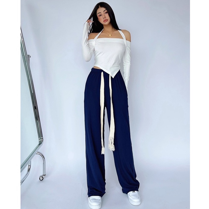 【LIVIAHOME】Cool Girl High Waist Loose Straight Casual Wide Leg Pants 7313