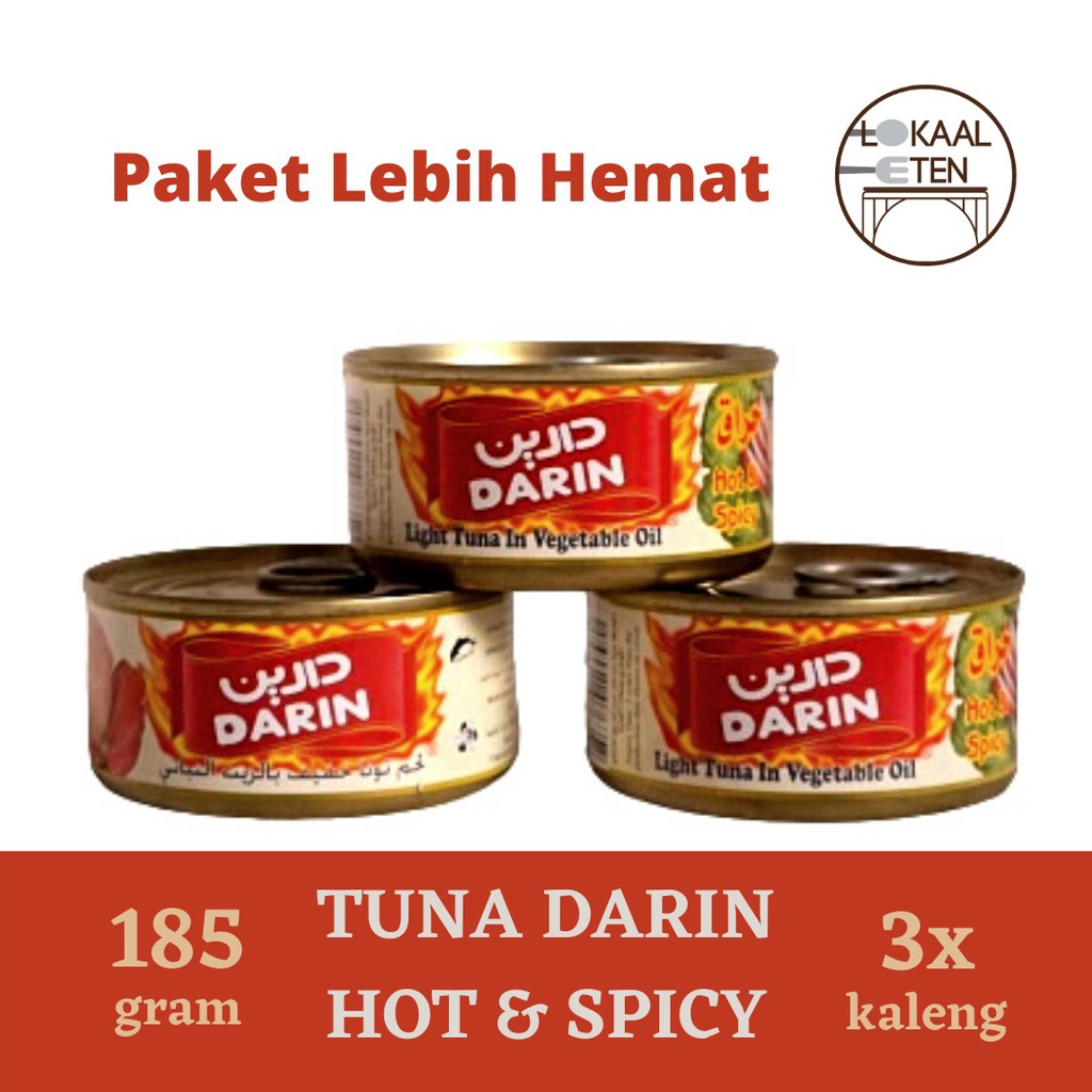 

TUNA DARIN Paket 3pcs Ikan Tuna Dalam Minyak Makanan Kaleng 185 g - Hot & Spicy