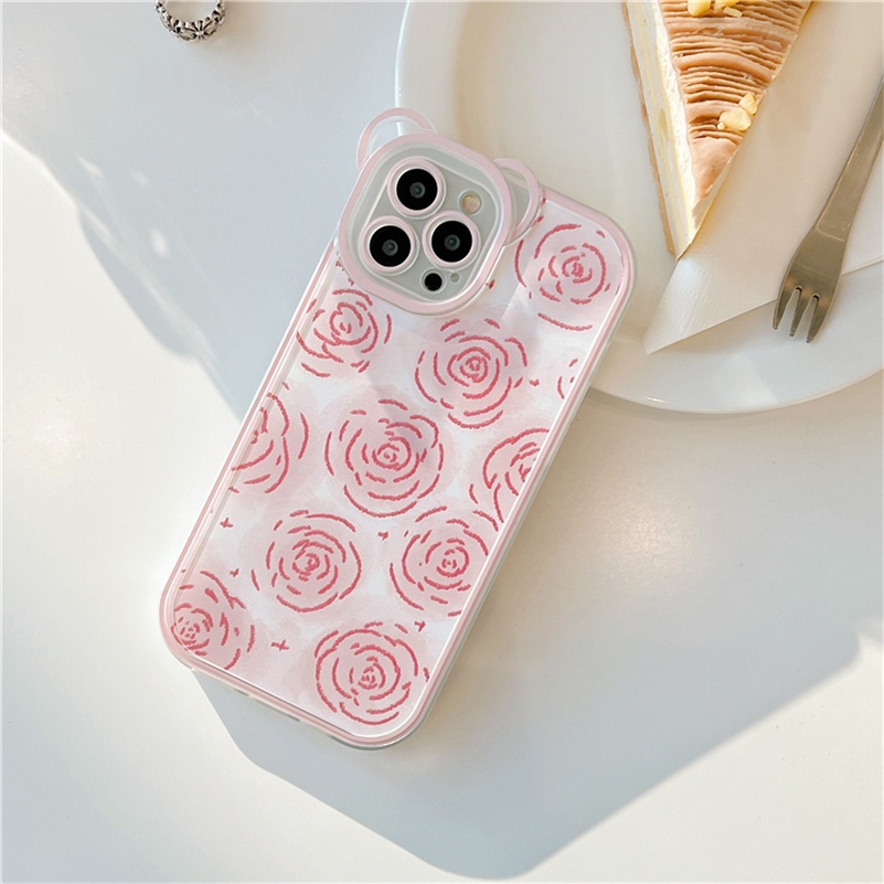 Soft Case Silikon TPU Transparan Motif Bunga Mawar Untuk iPhone 13 12 11 Pro Max X Xr Xs Max SE 2020 8 7 6 6s Plus