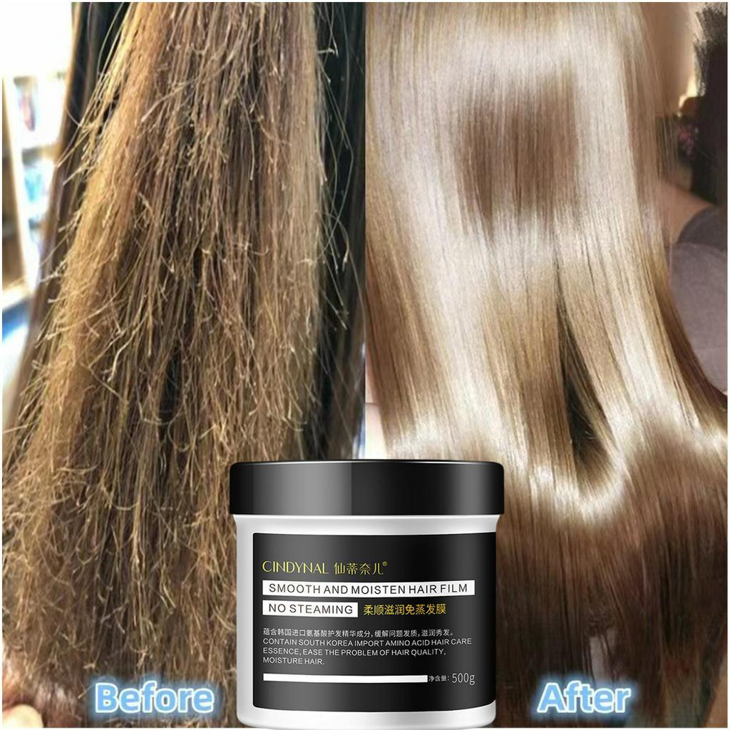 Hair Mask Keratin Smooth And Moisten Hair Film No Steaming 500g Masker Rambut Keratin Melembutkan dan Memperbaiki Rambut yang Sudah Rusak Perawatan Rambut Pelurus Rambut Tanpa Catok