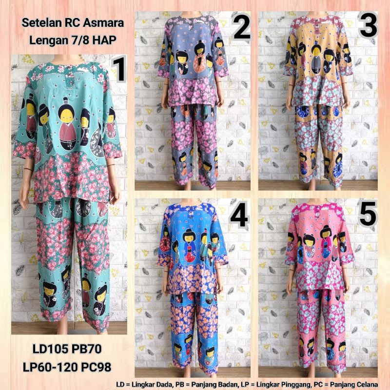 COD Setelan RC Asmara Lengan 7/8 HAP Piyama Adem Busui BU TEJO BOSA