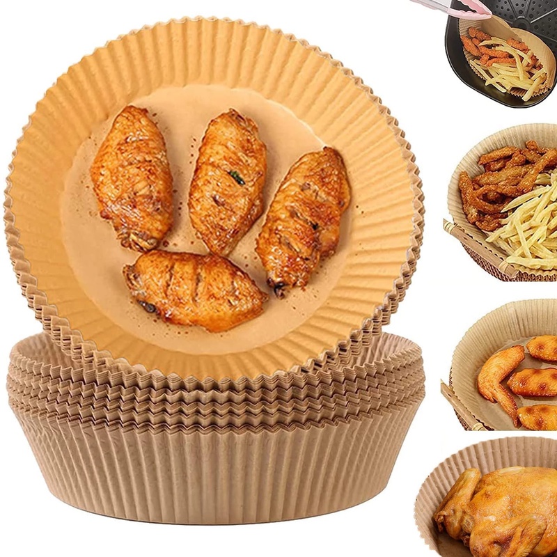 50 Pcs Kertas Baking Tahan Suhu Tinggi Ukuran 20cm Sekali Pakai Anti Lengket Untuk Air Fryer