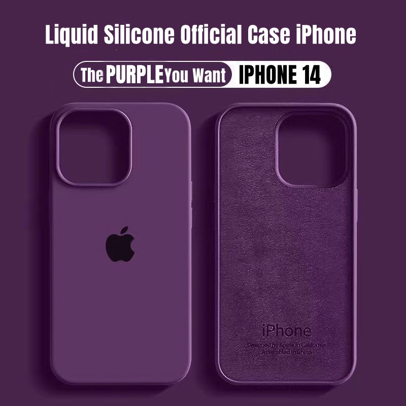 Soft case Silikon Warna Ungu Tua Untuk iphone 14 13 11 12 Pro Max 14 Plus