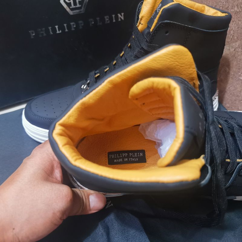 sepatu pp sneaker boots hitam philipp plein shoes mirror quality