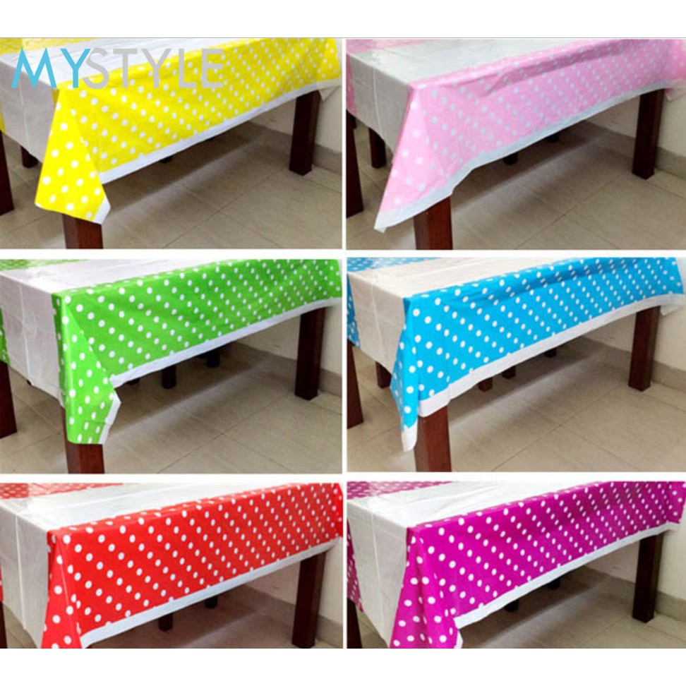 MYSTYLE TABLE COVER TAPLAK  MEJA  POLKADOT TAPLAK  PLASTIK 