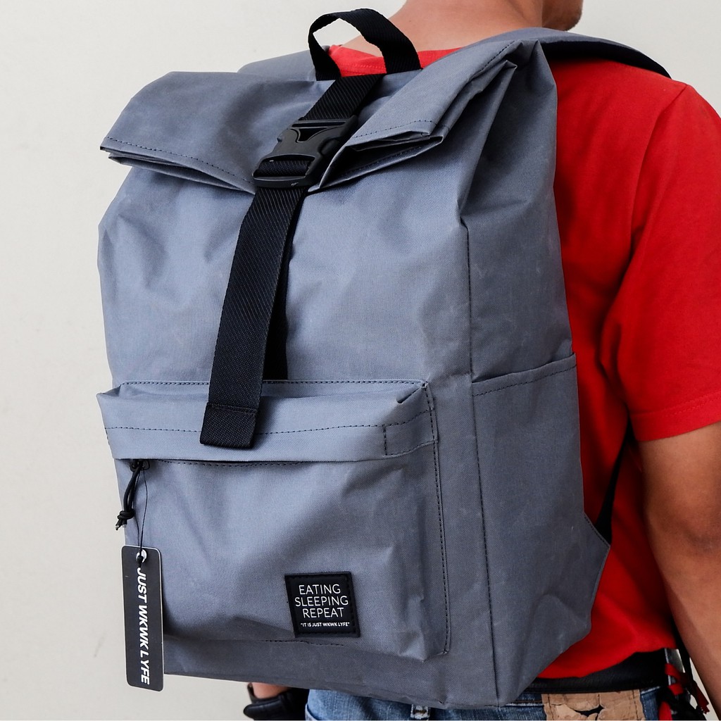 Tas Punggung Roltop Backpack Ransel Warna Grey