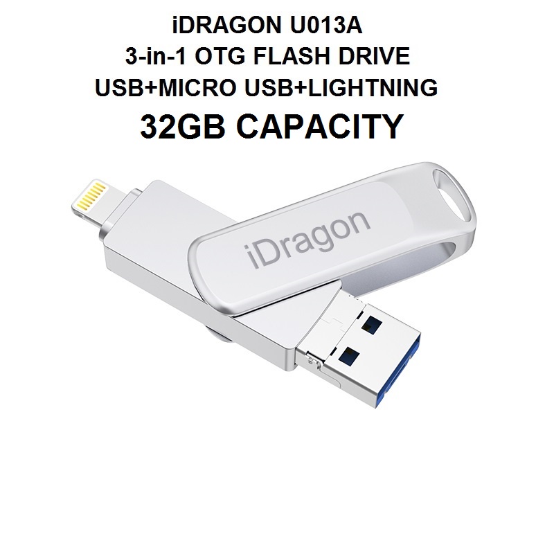 iDRAGON U013A - 3-in-1 Mini USB OTG Flashdrive 32GB Capacity