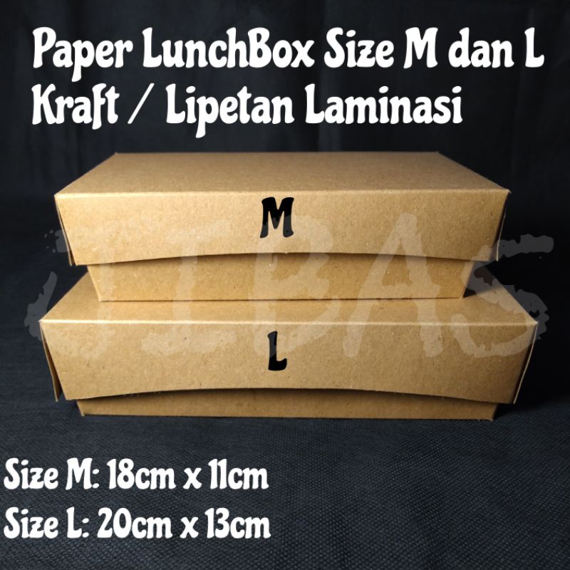 Paper Lunch Box  / Paper LunchBox Kertas Kraft Laminasi / Kotak Nasi Coklat Ukuran M dan L (100pcs)