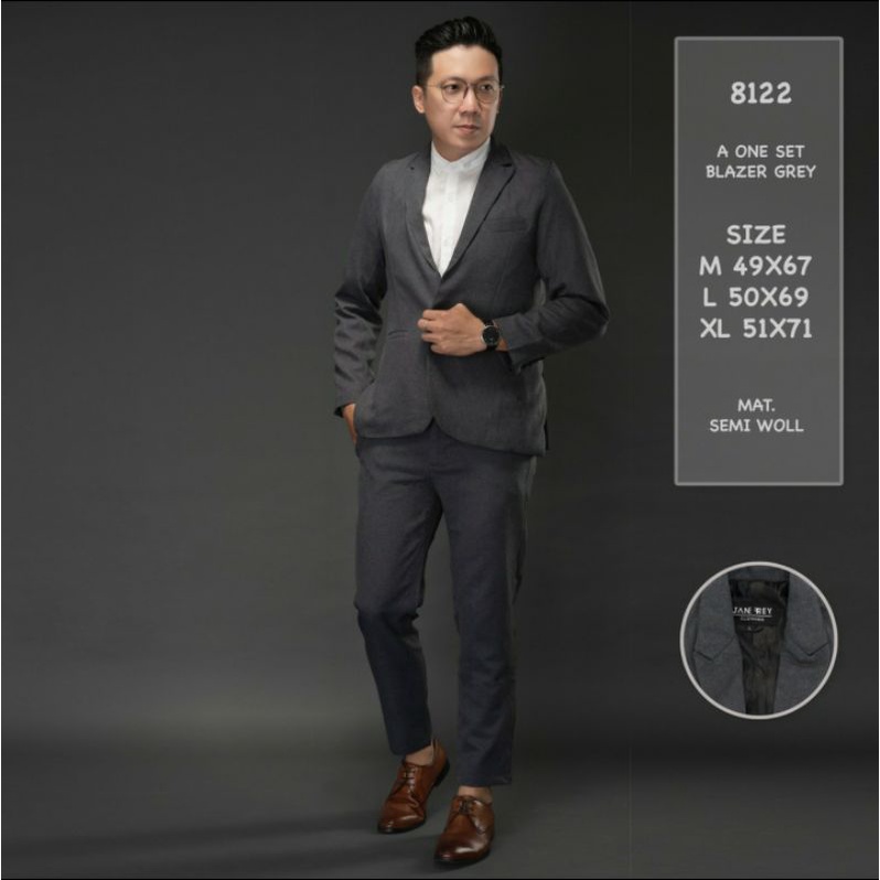 [PREMIUM] Setelan Jas Pria Blazer Set Slimfit Polos