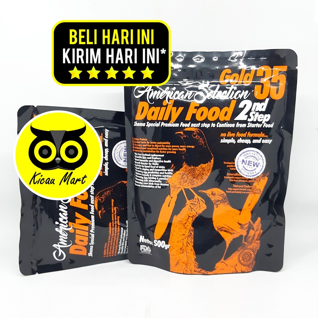 PAKAN MAKANAN HARIAN BURUNG MURAI VOER PUR AMERICAN SELECTION AMS 2 ND ST RD DAILY 500 GRAM STEP2500