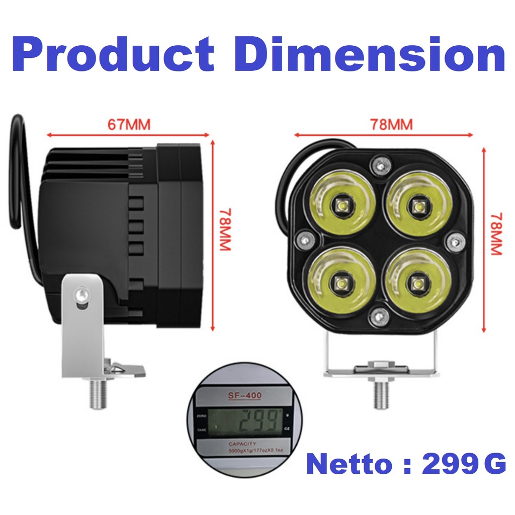 Lampu Sorot Tembak LED Bar CWL CREE 4 Titik Mata 40 Watt Motor Mobil 40W 9 - 36 Volt 12V 24V Worklight