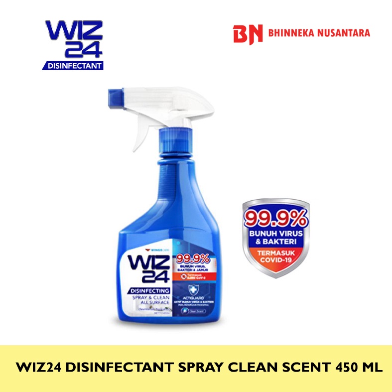 Jual WIZ24 Disinfectant Spray & Clean Clean Scent 450 ml Shopee