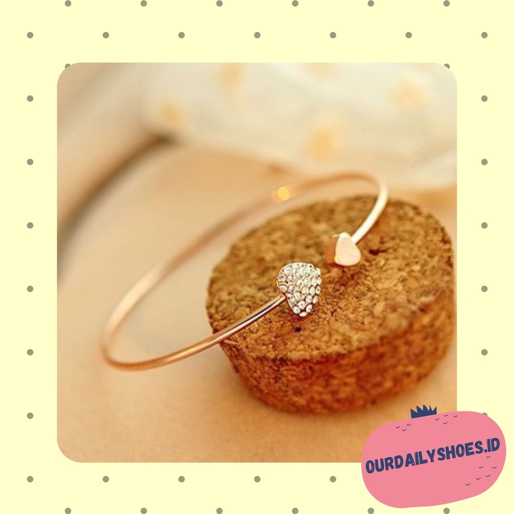 ★ODS★ FA93 Gelang Open Cuff Motif Love  Model Bangle Korea Murah KEKINIAN