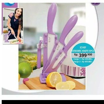 Pisau Set Ceramic iChef / pisau keramik ichef 5 in 1 ungu | purple ceramic