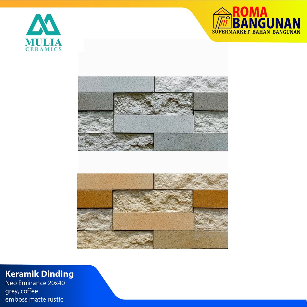 Mulia Keramik Dinding / Keramik Motif Batu / Keramik Taman Keramik Teras Neo Eminence Stone 20X40