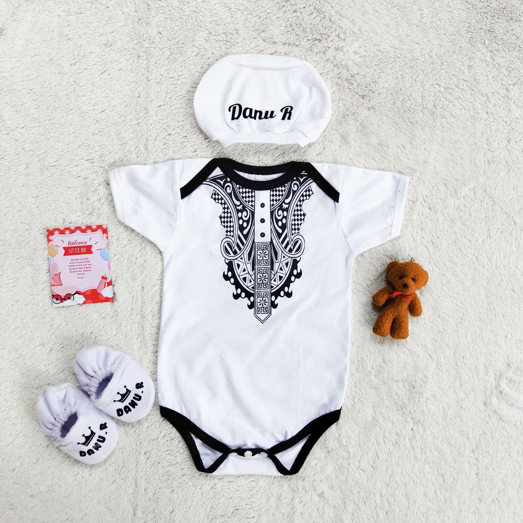 Hampers Baby Hadiah Kado Lahiran Bayi Baby Gift Set Custom Nama Bisa Bayi Perempuan Laki Laki Murah-Koko (putih)