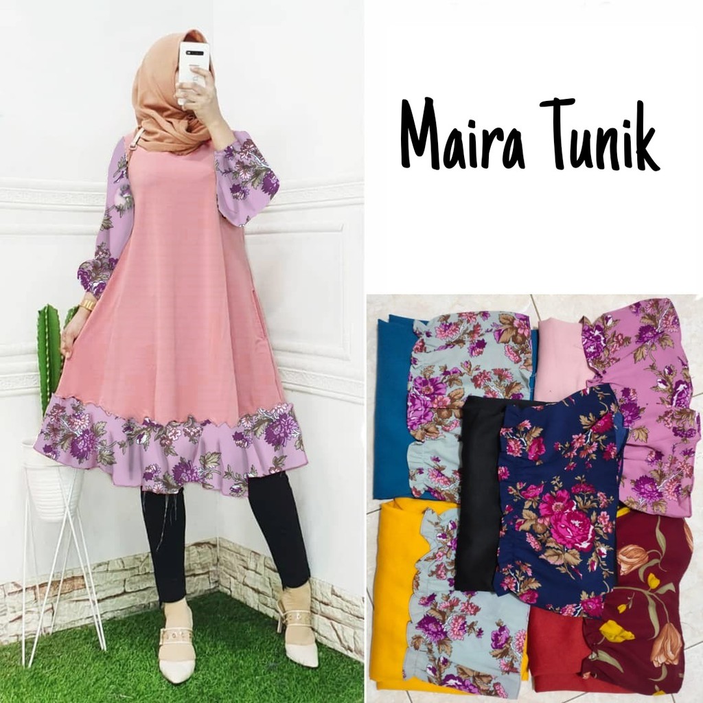 DEMORE FASHION MUSLIM PAKAIAN WANITA ATASAN TUNIK MAIRA DMR