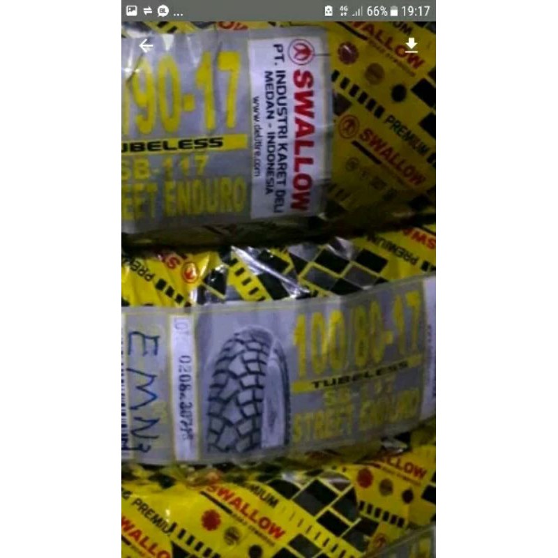 BAN TUBLES SWALLOW SB ukuran 100/80 RING 17