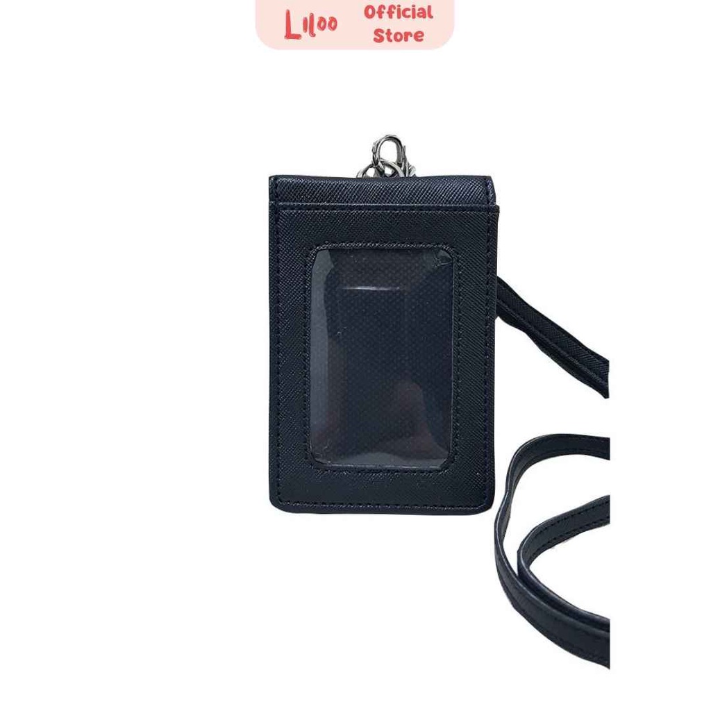 

Lanyard Flashee Name Tag Magnet Hitam Kulit Termurah Berkualitas PU Leather ID Card Holder