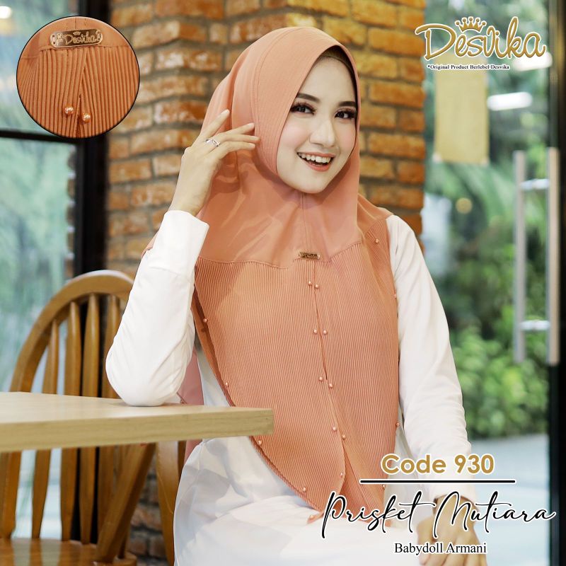 DESVIKA Code 930 khimar prisket mutiara ori desvika hijab plisket khimar plisket