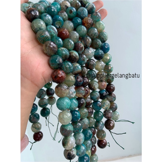 batu AQUAMARINE SERAT BIRU FACETED 16mm cutting UKIR gelang kalung