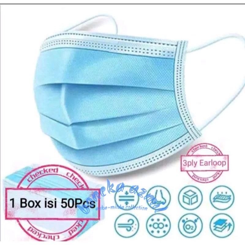 Masker disposable 3 ply earlop harga satuan