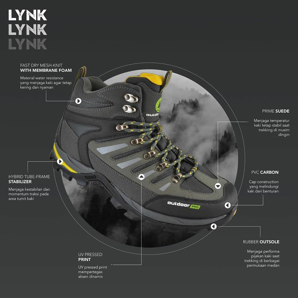 Sepatu Gunung/Hiking OUTDOOR PRO LYNK Sepatu Trekking Pria [ORIGINAL]