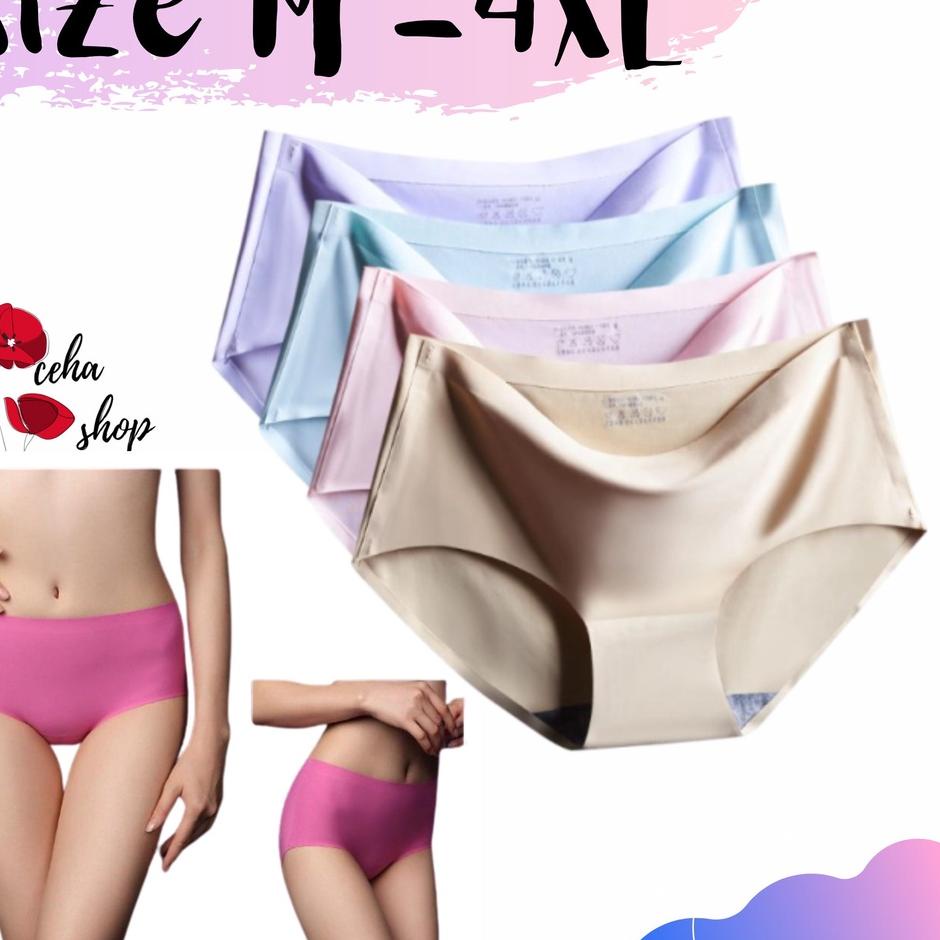 ☍Murah Banget✷ Celana dalam wanita seamless polos jumbo CD Cewek bigsize Halus Satin Import anti rua