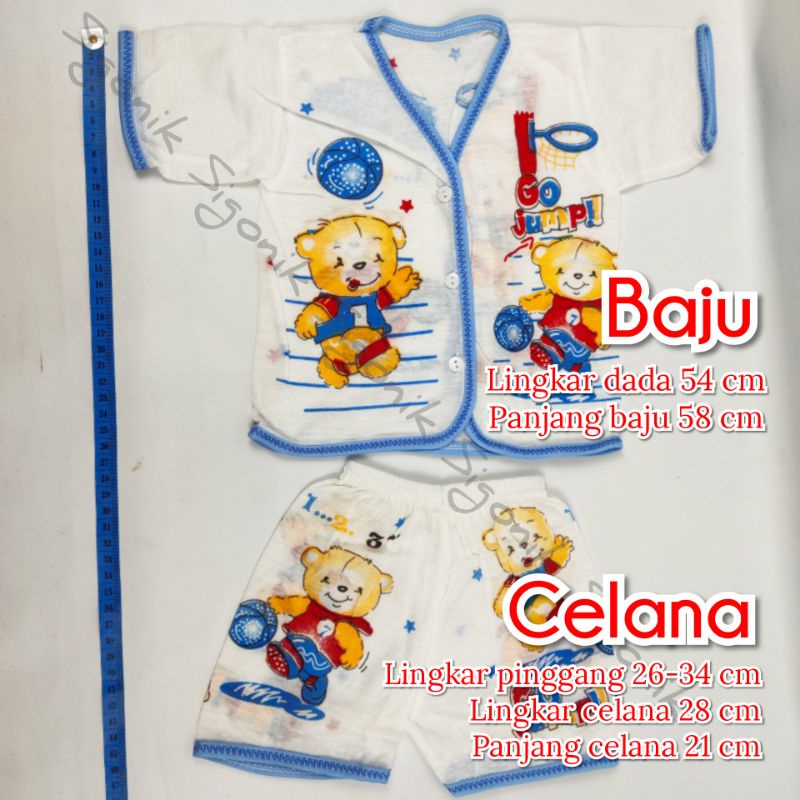 (1 Set) Baju + Celana Bayi 0 - 12 Bulan Lengan Pendek Tanpa Lengan Perlengkapan Anak Newborn Motif Unisex Cewek Cowok Murah Sigonik