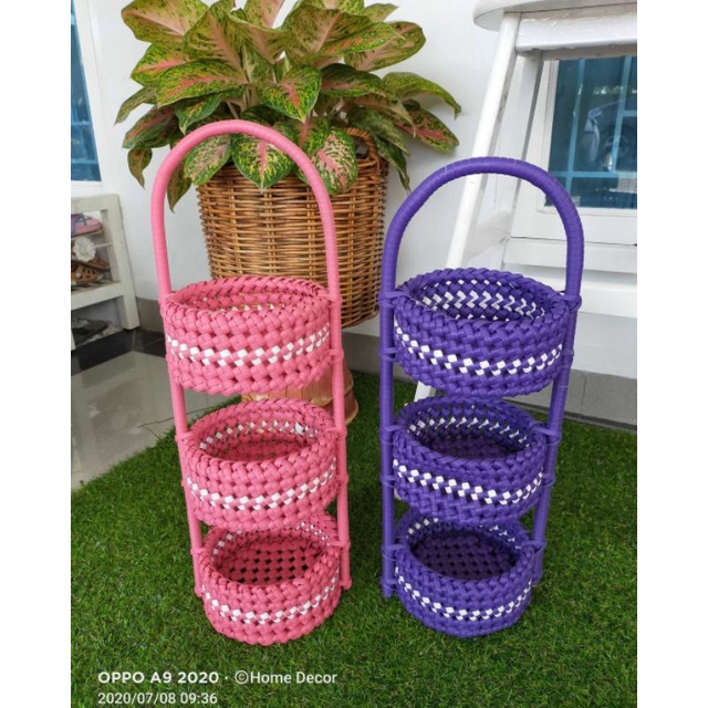 Kerajinan Tangan Rotan - Tempat Bumbu 3 Susun Sintetis