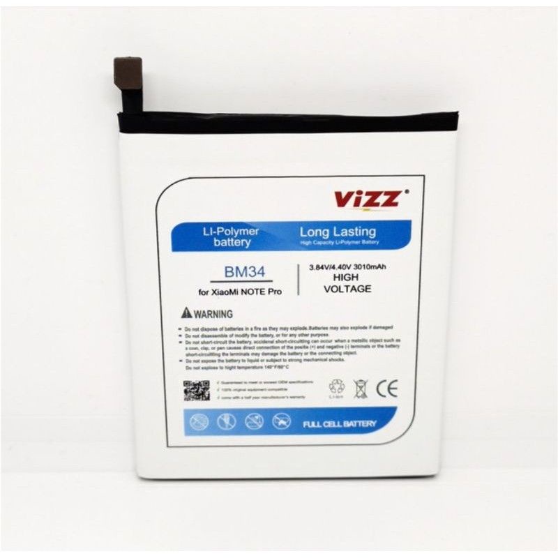 Baterai Xiaomi Note Pro/Xiaomi Note Bambo/BM34 Original Vizz