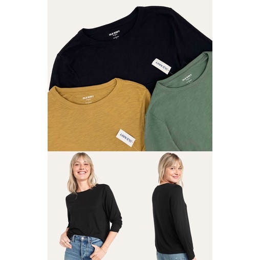 Old Navy Everywear Crew-Neck T-Shirt Long Sleeve for Women | Baju Lengan Panjang Wanita