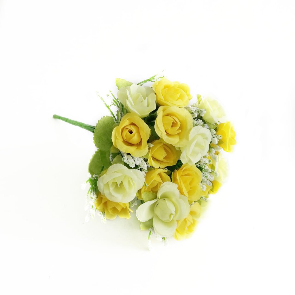 Bunga Artificial Bunga Mawar utk Dekorasi Hiasan dan Buket Wedding - Bunga Rose - AF10-Kuning