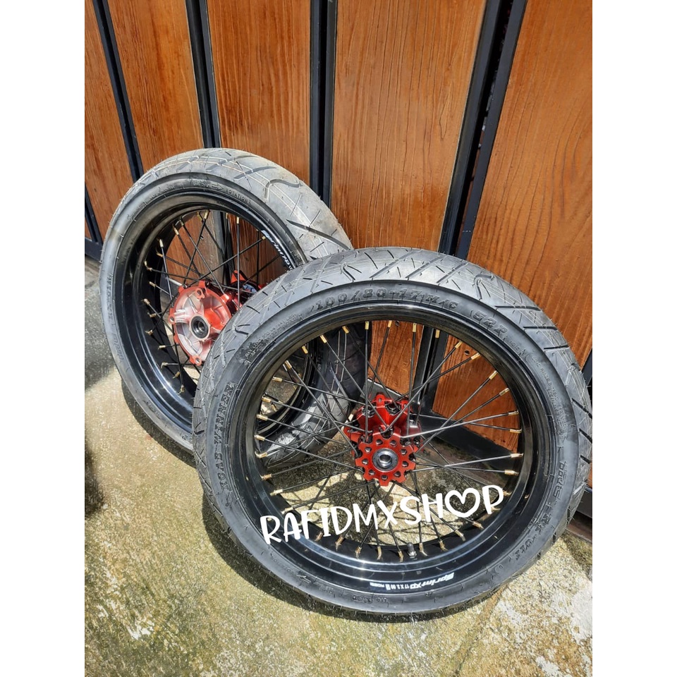 RODA SET SUPERMOTO CRF BAN IRC Ukuran ban 100/80-17 dan 120/70-17