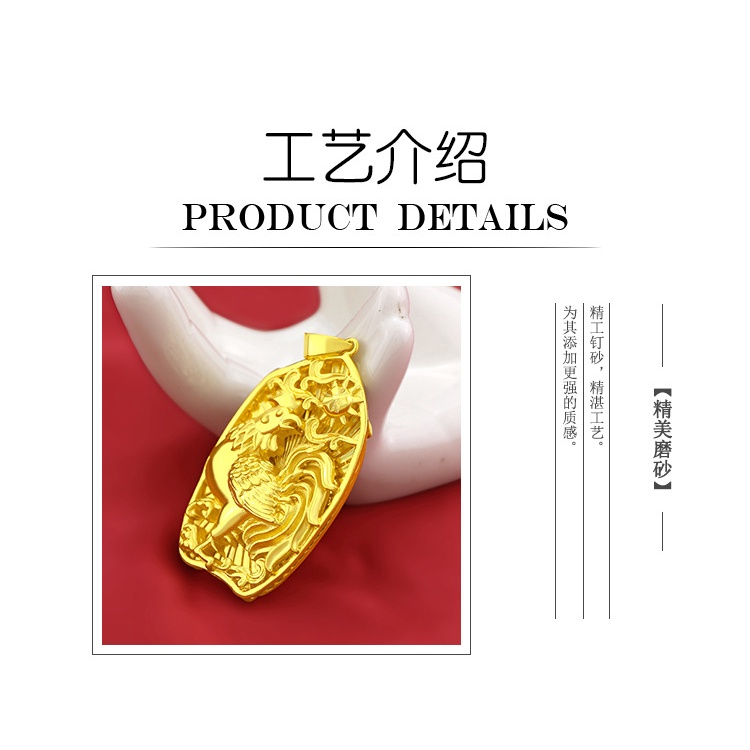 Kalung Liontin Water Drop Gold 916 Zodiak Cina Ayam Jago Untuk Pria Dan Wanita