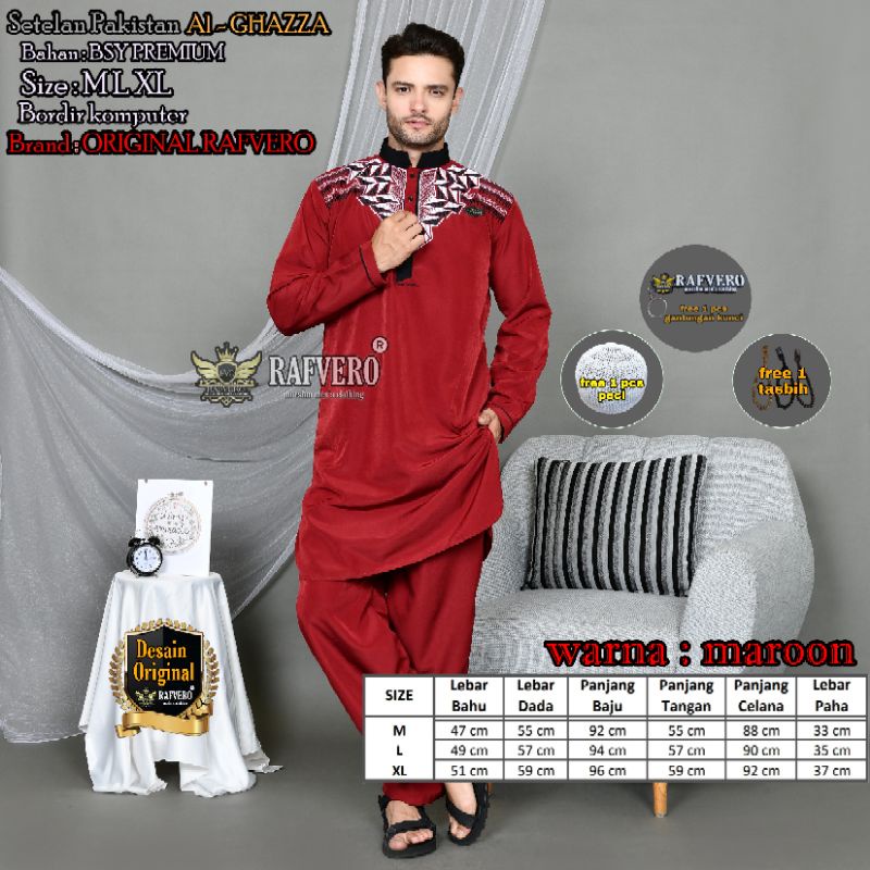 Setelan Pakistan Al - Ghazza ORIGINAL RAFVERO - Setelan Baju Koko pria