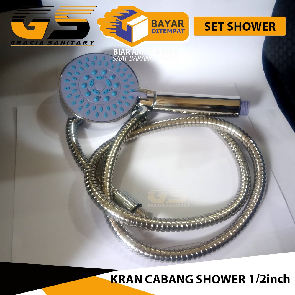 PAKET 1 SET Shower Mandi 8043 Kran Cabang Shower Murah Tinggal Pasang Kran 1/2inch